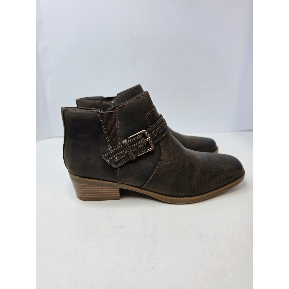 Clarks Danyelle Wish Bootie Taupe Block Heel Size 9 Leather Western Boho